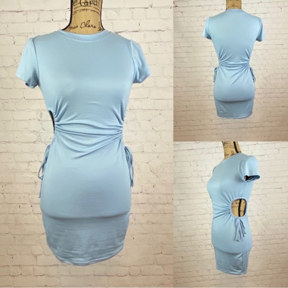 Rue 21 Baby Blue Drawstring Side Cutouts Bodycon Dress